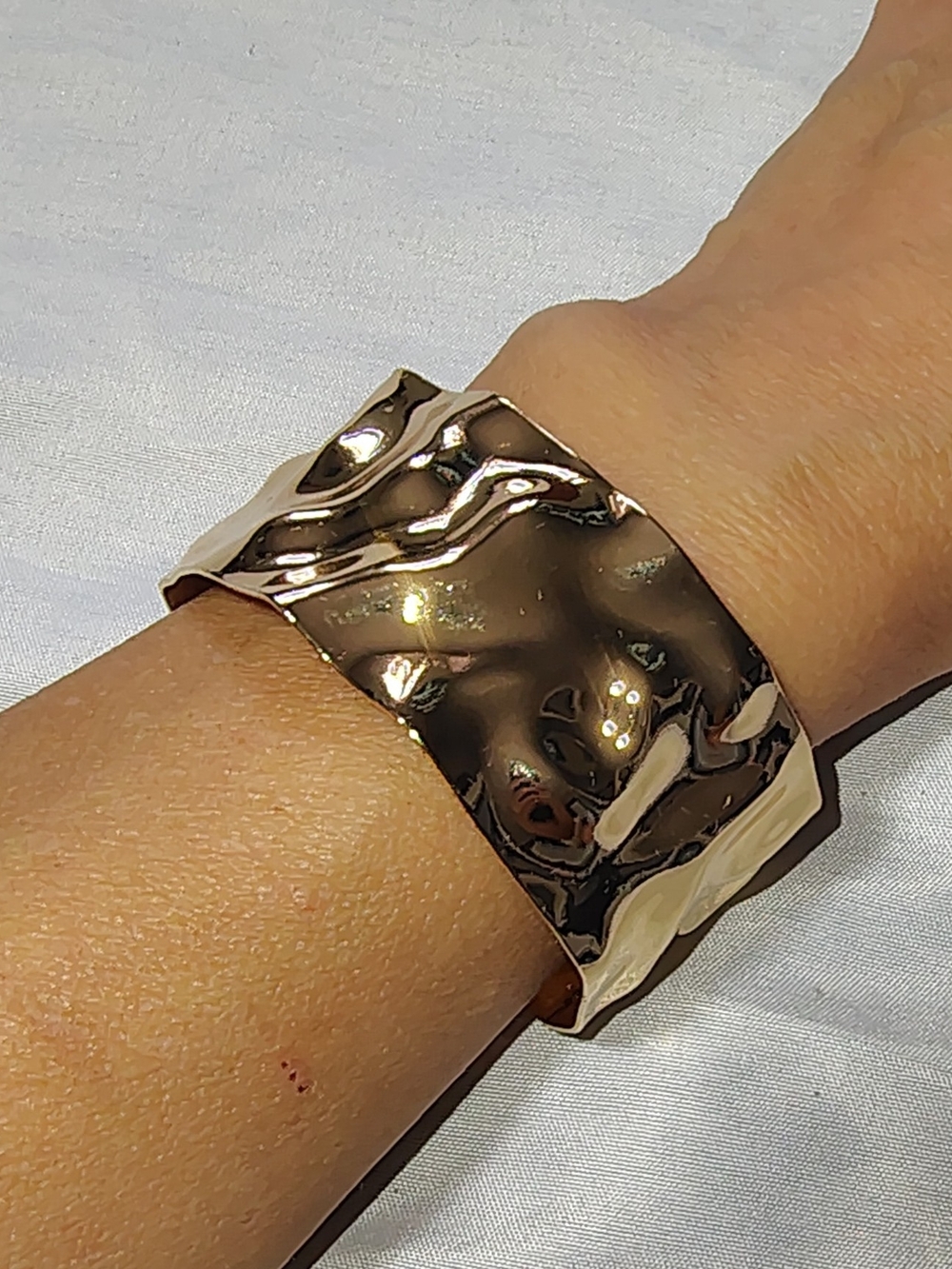 Gold-Tone Boho Soho Trendy Hammered Cuff Statement Bracelet